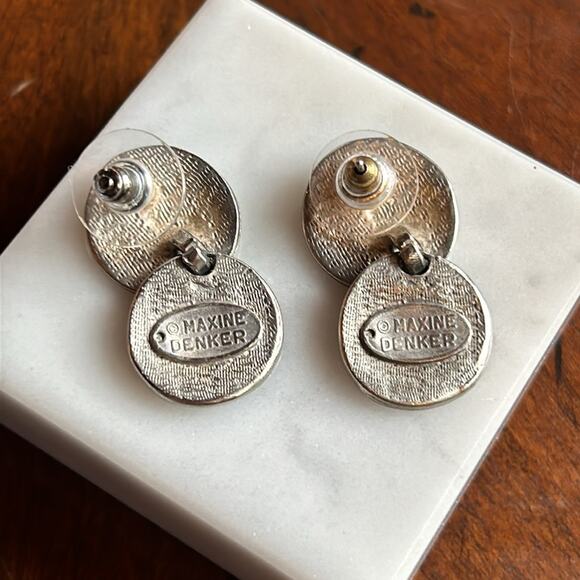 Vintage Maxine Denver Earrings #83 Silver tone Hammered Polished - Picture 4 of 5